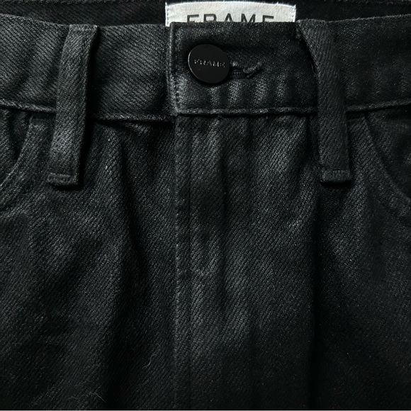 Frame Le Mini Denim A-line Noir Coated Black Skirt Size 25 - Picture 5 of 10